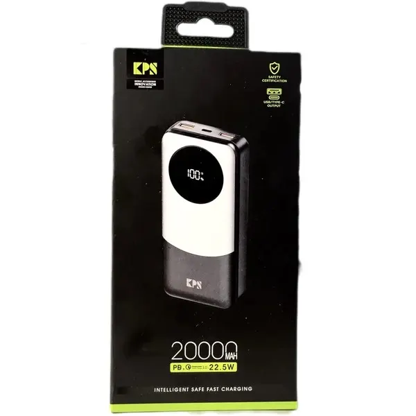 پاوربانک 20000 میلی آمپر KPS مدل KPG-202 - فست شارژ دو خروجی با نمایشگر LED