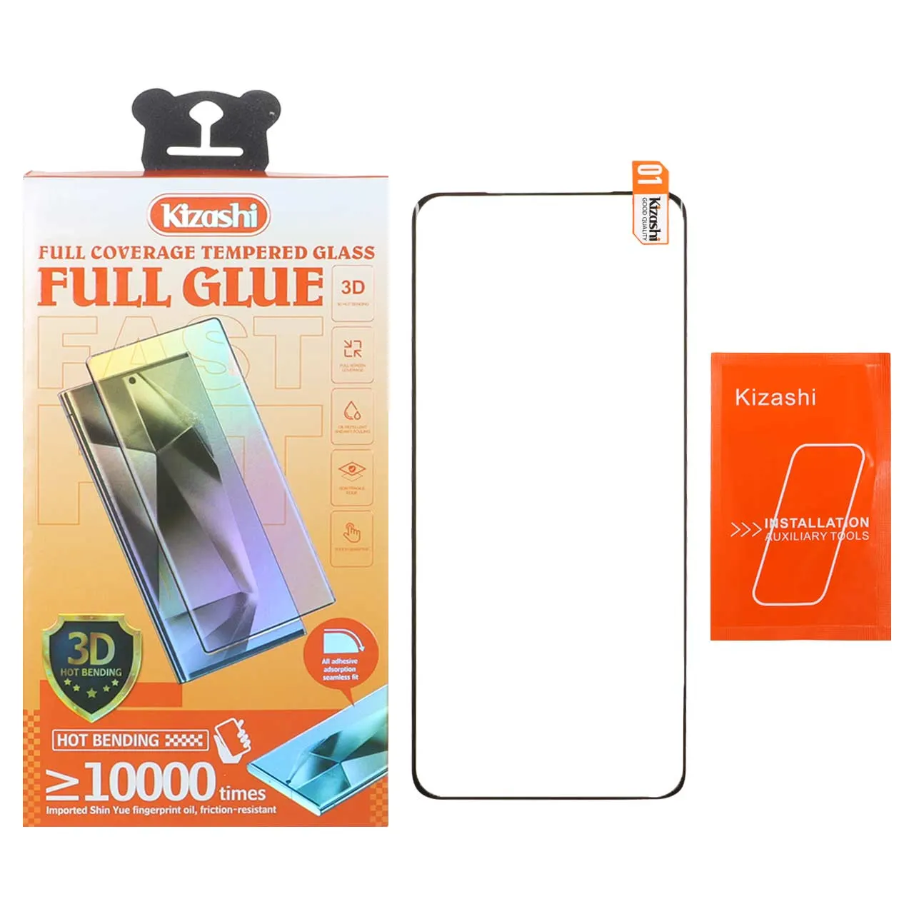 محافظ صفحه نمایش شیشه ای خم فول چسب اورجینال Kizashi مدل Samsung Galaxy S21 Ultra