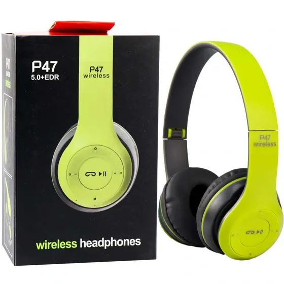 هدفون بلوتوثی مدل P47 ، درگاه شارژ Micro USB، دارای شیار کارت حافظه