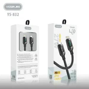 کابل شارژ فست نمایشگر دار تایپ‌سی به Lightning کنفی YesPlus مدل YS-832