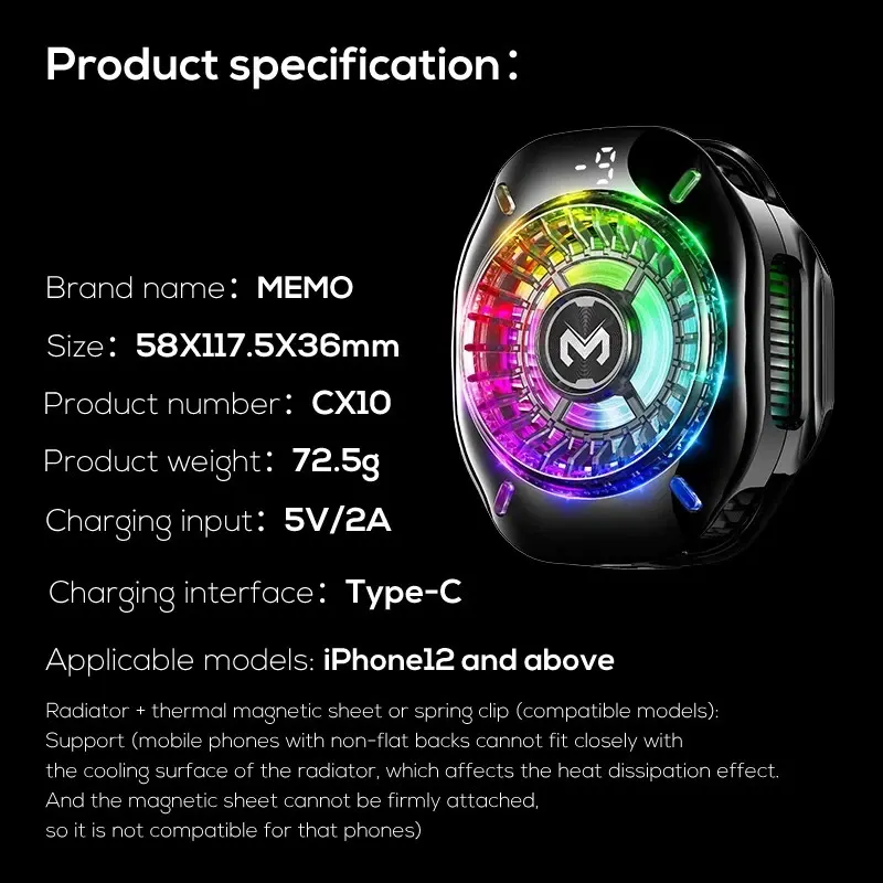 خنک کننده گوشی موبایل ممو مدل CX10 RGB PRO - تصویر ۸