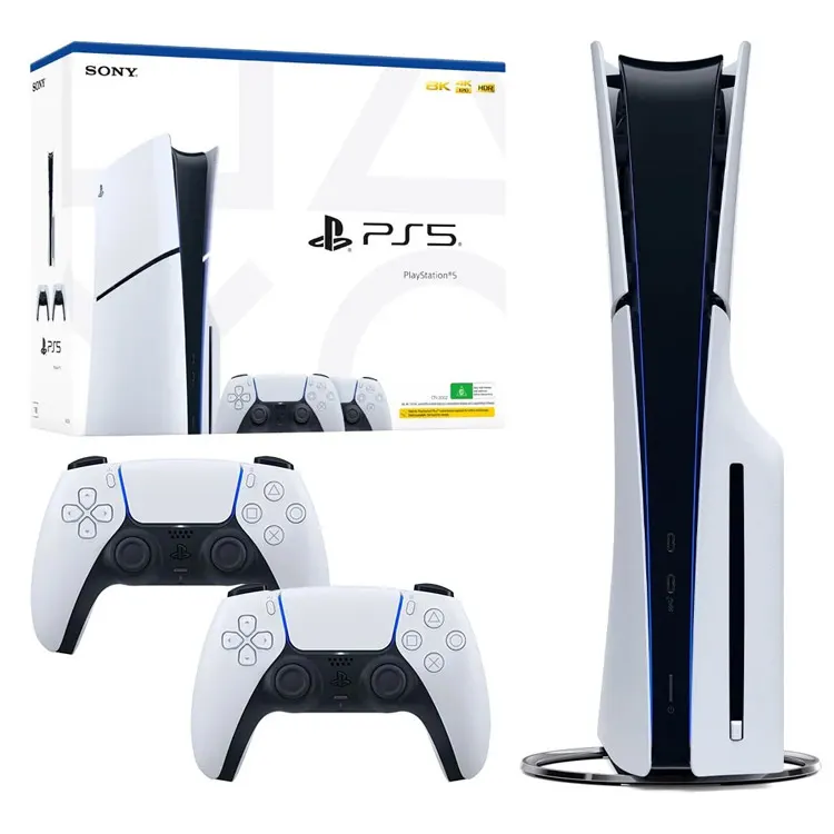 کنسول بازی سونی استوک مدل PlayStation 5 Slim ظرفیت 1 ترابایت ریجن اروپا نسخه دیسک‌خور به همراه دسته اضافی و پایه شارژر و کیف (فول بازی)