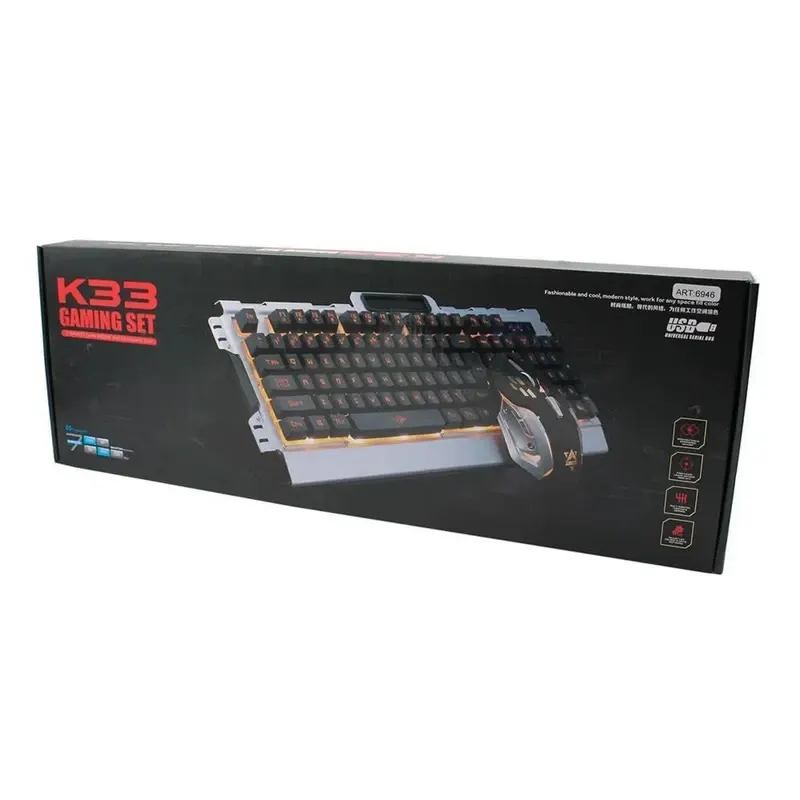 ماوس و کیبورد مخصوص بازی مدل GAMINING SET K33 - تصویر ۲
