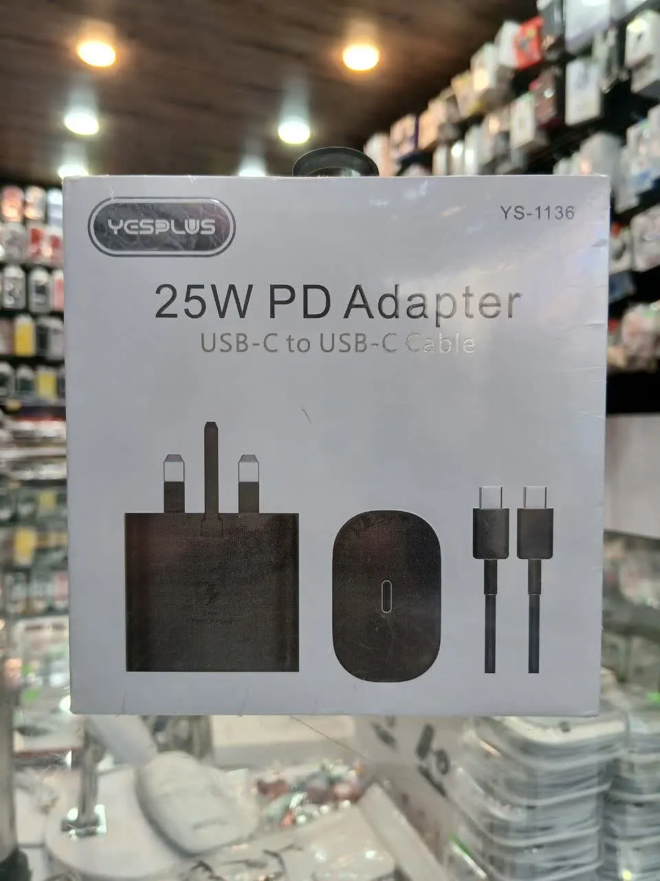 شارژر 25w PD & کابل USB-C to USB -C yesplus مدل ys-1136