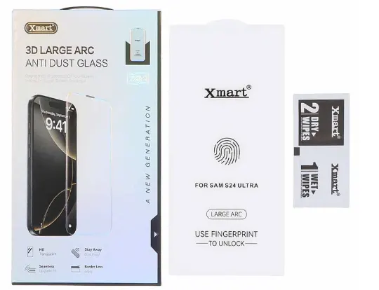 گلس گوشی Galaxy S24 Ultra سامسونگ شیشه ای XMART مدل بدون حاشیه Full Cover 3D Large Arc اورجینال
