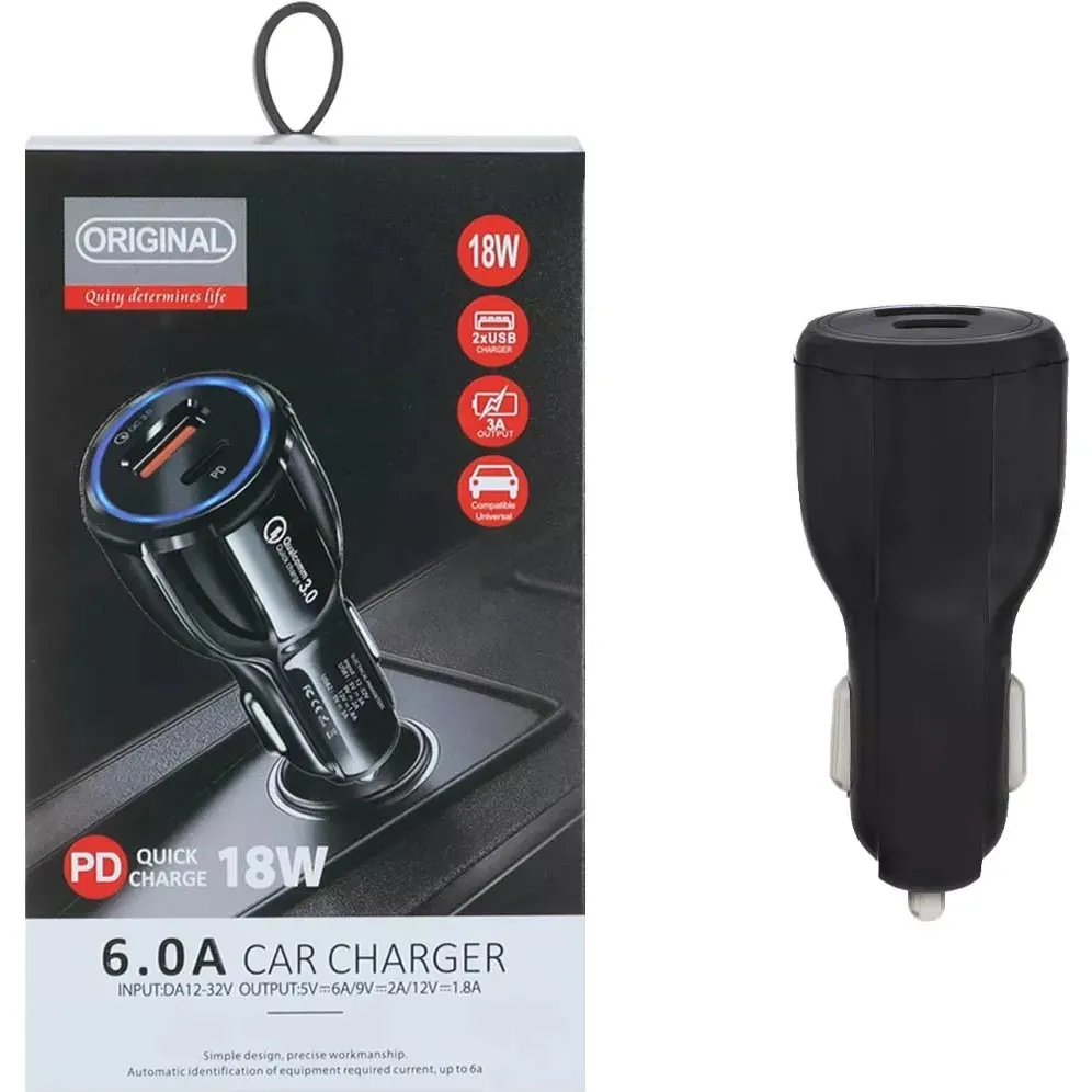 شارژر فندکی فست شارژ TE-348PD 3A QC3.0 PD 18W
