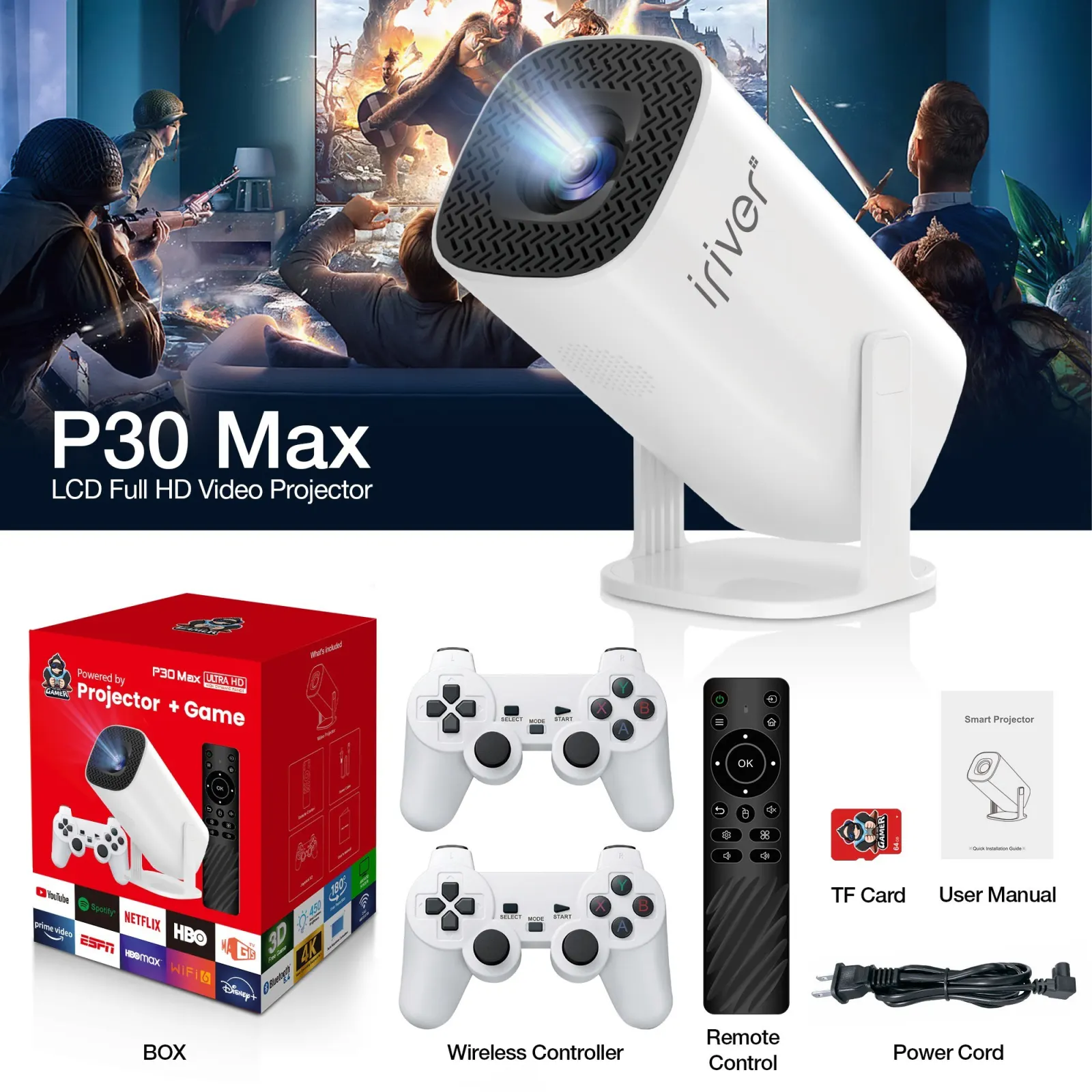 ویدیو پروژکتور آیریور مدل p30MAX به همراه دسته بازی در حد نو - تصویر ۴