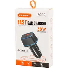 شارژر فندکی فست شارژ Firstyou F022 با دو پورت USB و تایپ سی، توان 38 وات
