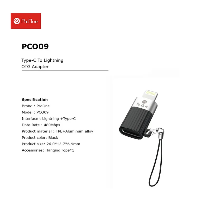مبدل لایتنینگ به USB-C پرووان مدل PCO09 - تصویر ۴