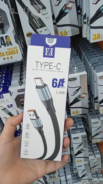کابل شارژ تایپ C مدل L-209 با قابلیت شارژ سریع 6 آمپر
